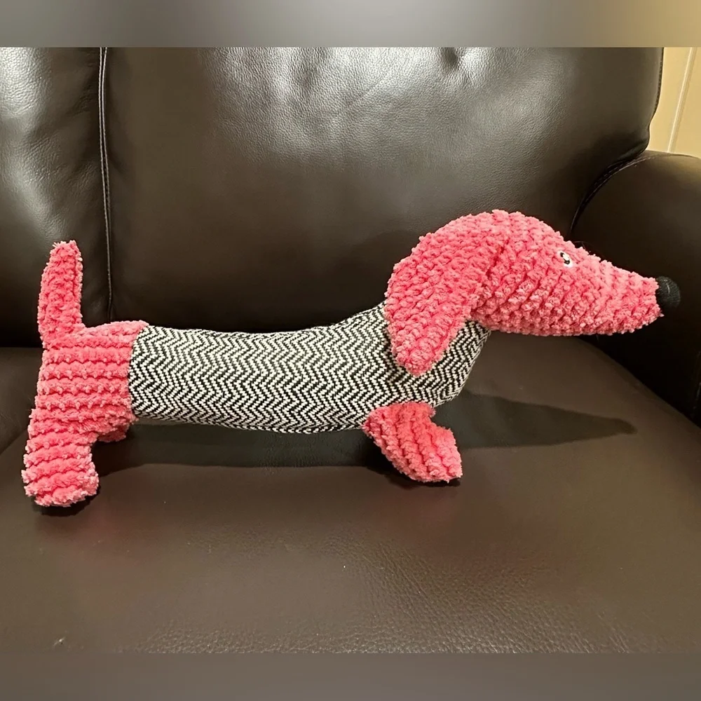 SQUEAKY TOY Cheerful Pink Black Dog Cat Plush Toy Terrycloth Soft Fabric